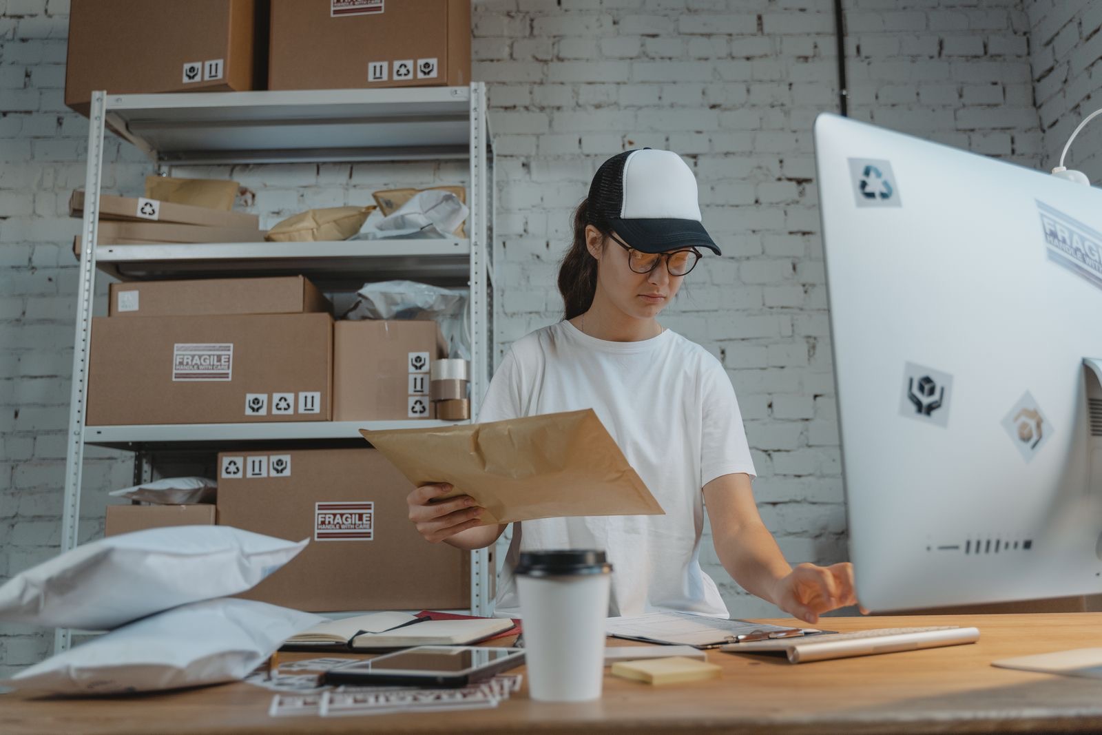 Letters and envelopes being sorted on an office desk